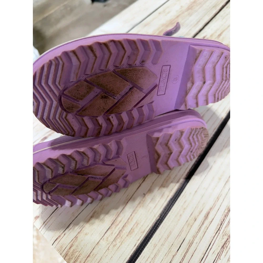 The Childrens Place Girls Purple Tie Dye Faux Fur Lined Snow Duck Boots Size 3